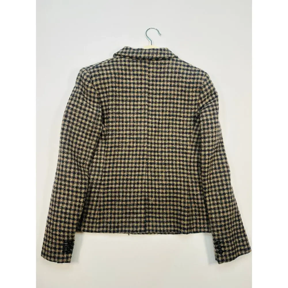 Max Mara Weekend Boucle Checked Tailered Blazer Jacket Frayed Edge